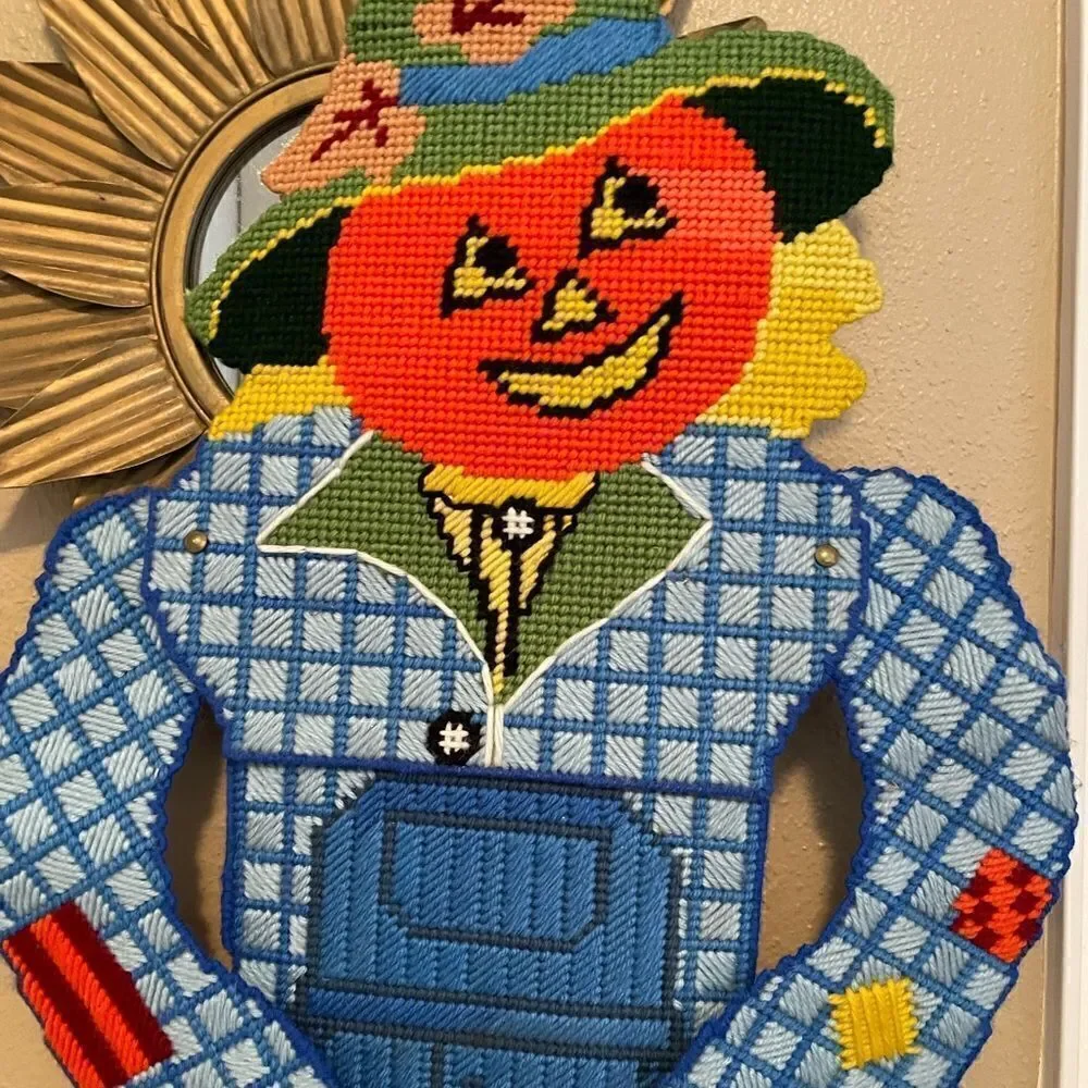 Vintage Fall Harvest Scarecrow Jointed Yarn Hobbyist Piece 3 Feet Long AMAZING!!